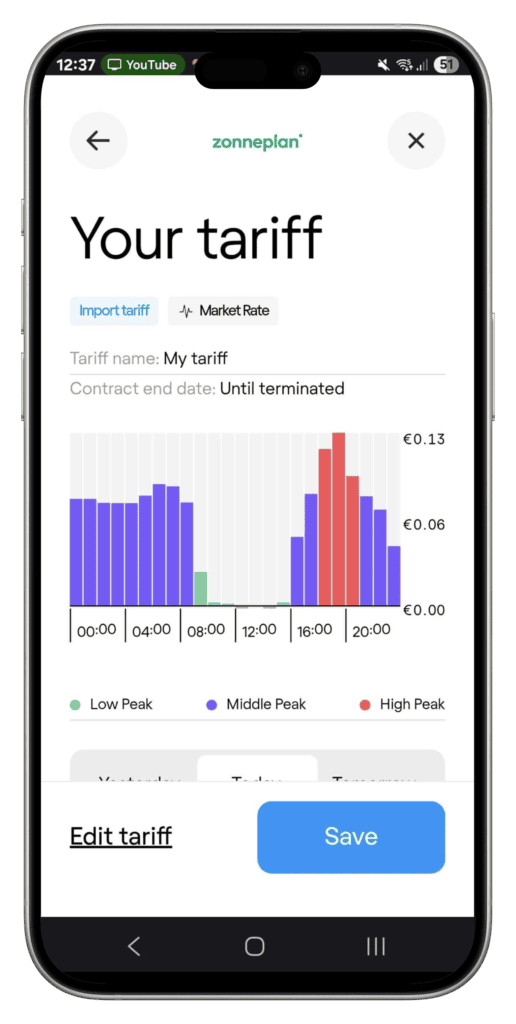 Voorbeeld dynamische tarieven energiecontract
