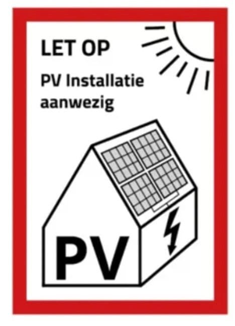 Waarschuwingssticke zonnepanelen (installatie)