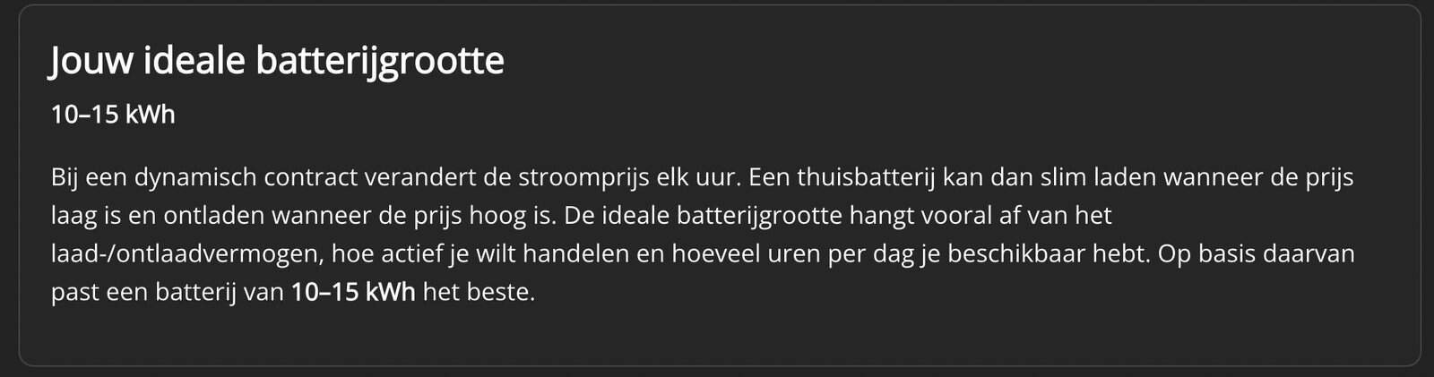 Uitslag kWh KeuzeHulp