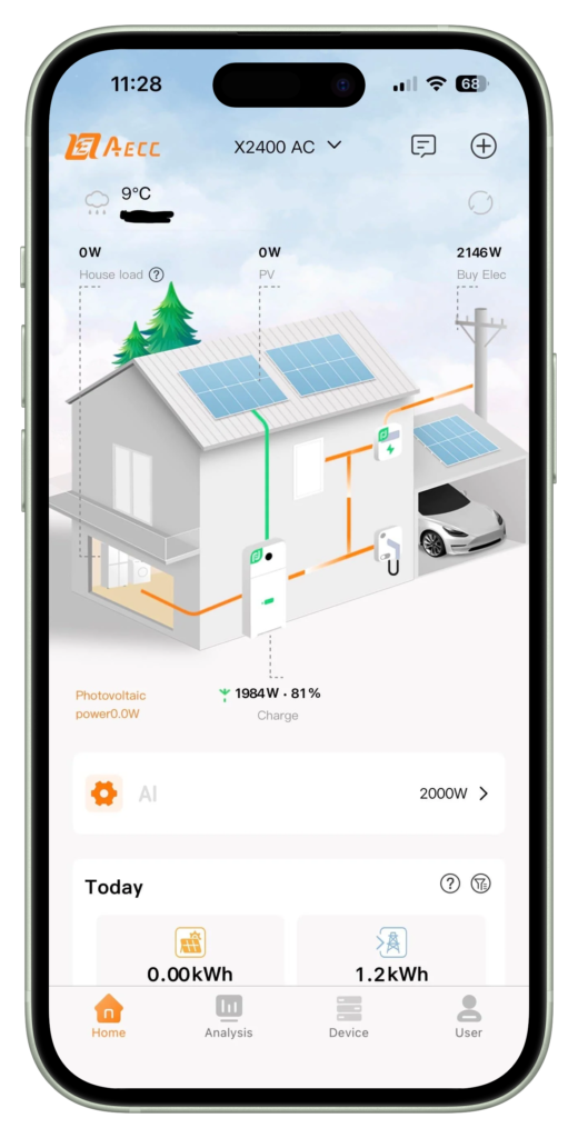 Screenshots Lunergy app