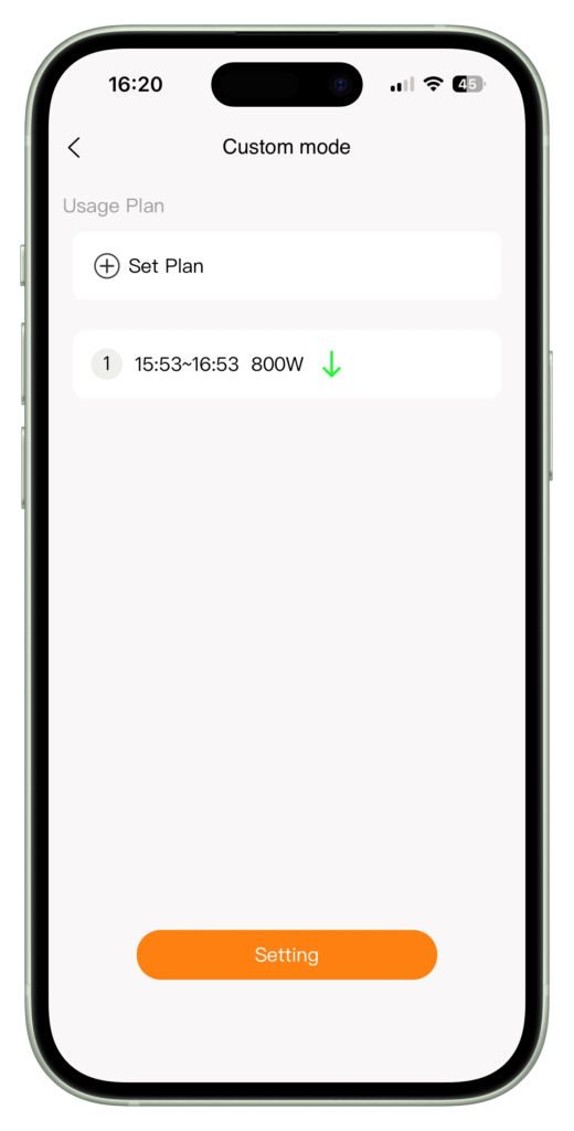 Lunergy app custom mode