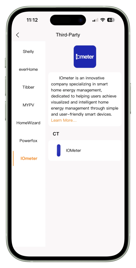 Lunergy app ondersteunde accessoires