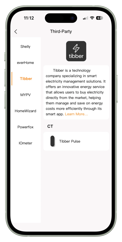 Lunergy app ondersteunde accessoires