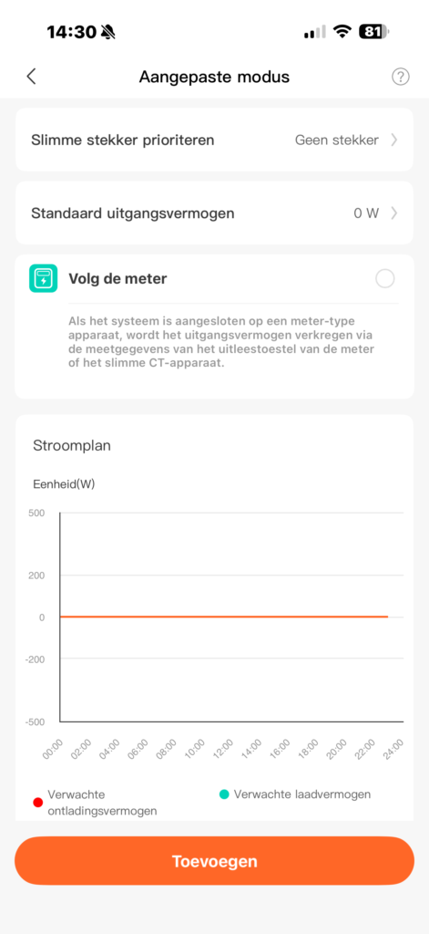 Aangepaste modus Jackery SolarVault: zelf instellen schema's, volg de meter
