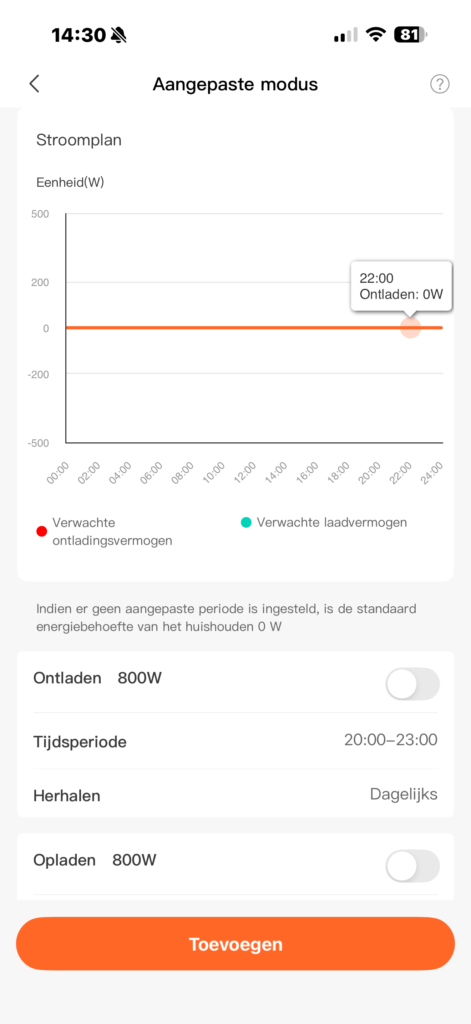 Aangepaste modus Jackery SolarVault: zelf instellen schema's laden of ontladen