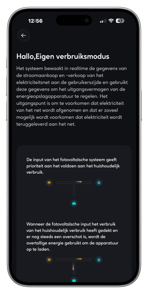Screenprint HEMS 2.0 Zendure Eigen verbruiksmodus