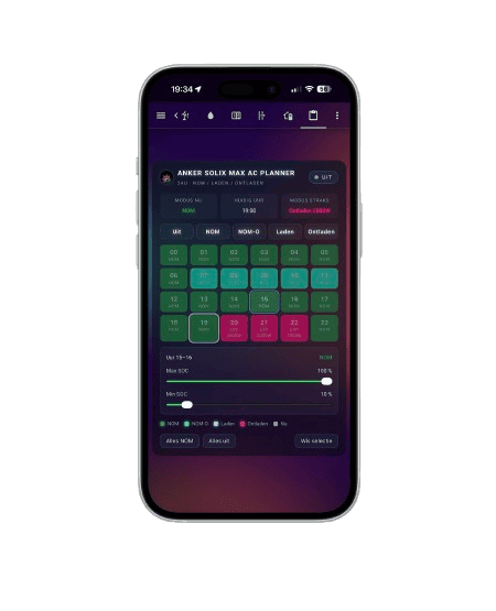 Anker SOLIX en Zendure home assistant integratie planner schedule