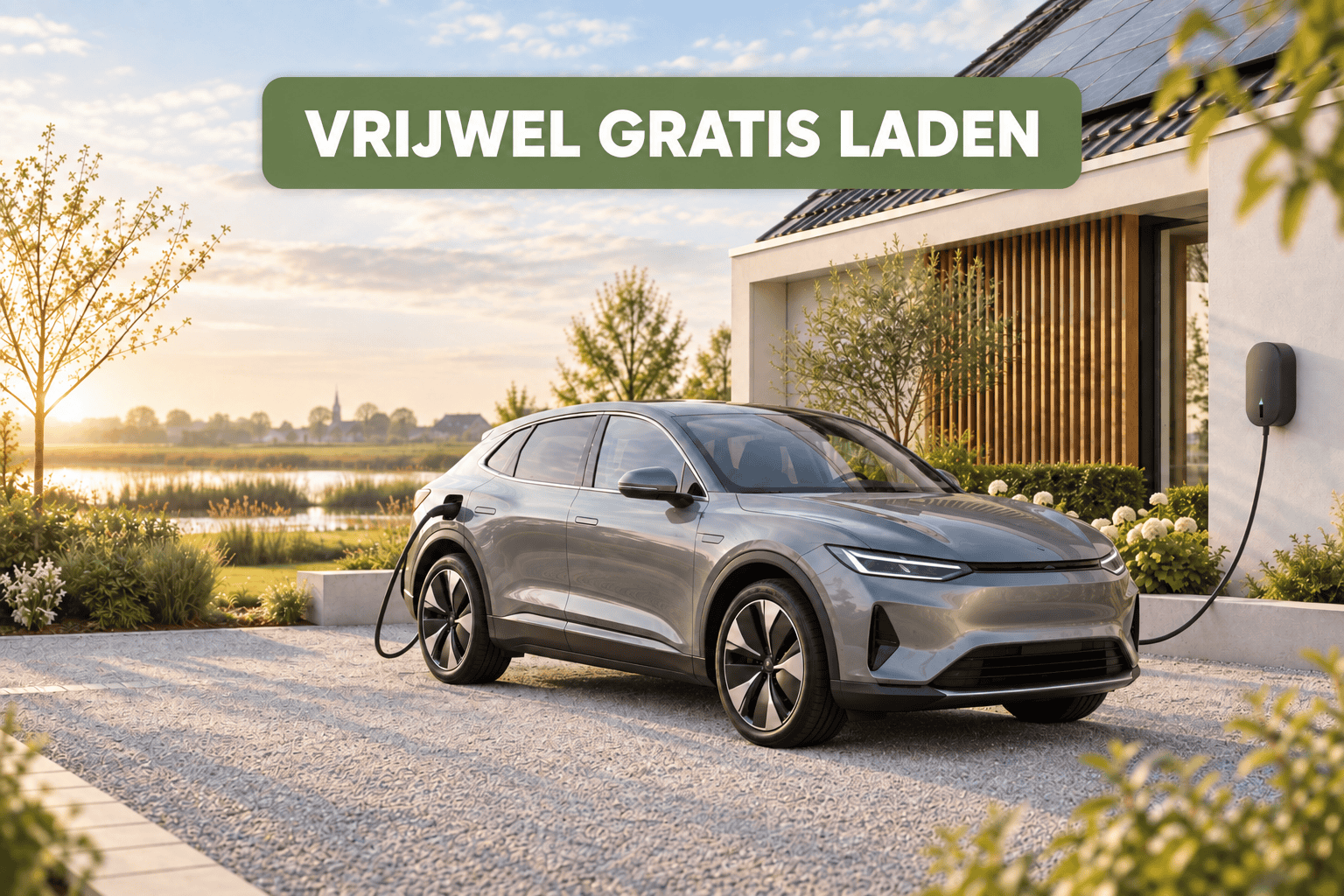 Elektrische auto die thuis vrijwel gratis wordt geladen aan laadpaal met een dynamisch energiecontract en ERE-vergoeding.